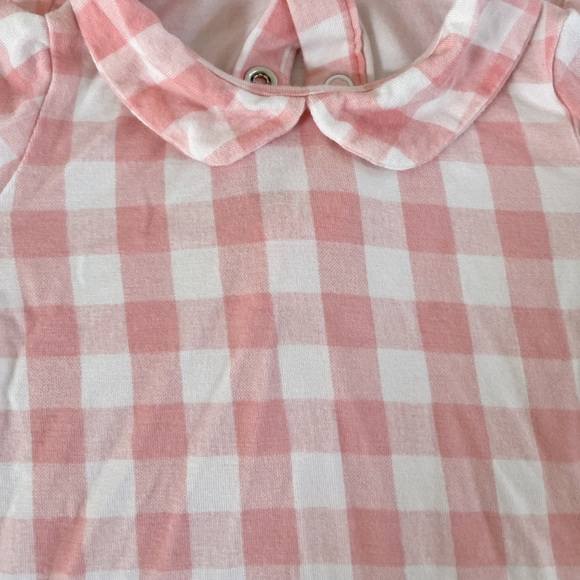 *SOLD* Angel Dear bamboo long sleeve baby girl onesie, collar, pink plaid - Picture 3 of 5